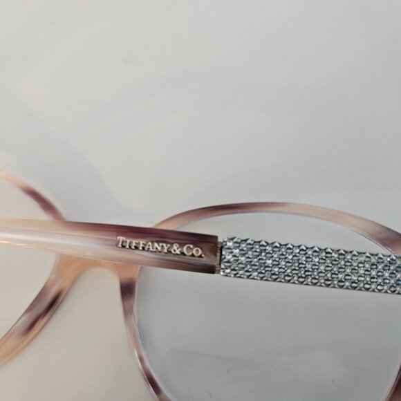 Tiffany & Co. Glasses Frames, Mauve/Brown Tortoise, Textured Silver Metal on Arm - Picture 6 of 8